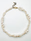 18" White Freshwater Mixed Size Pearl Two Strand Necklace with Gold Fill Clasp