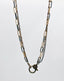 3 Strand Rhodium and Vermeil Diamond Cut Paperclip Chain with a Large Vermeil Diamond Clasp