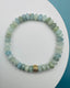 Faceted 8mm Multicolor Aquamarine Rondelle Stretch Bracelet with a Triple Width Vermeil Diamond Rondelle
