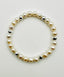 Freshwater Pearl and Pyrite Ball Stretch Bracelet