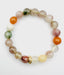 Multi Color Faceted Rutilated Quartz Ball Bracelet with Three Row Vermeil Diamond Rondelle