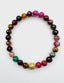 Faceted Multi Colored Tourmaline Ball Bracelet with Vermeil Pave Diamond Ball