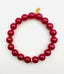 AAA Smooth 10mm Ruby Ball Bracelet with Diamond Rondelle