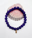 8mm Amethyst Ball Bracelet with a Vermeil Diamond Dog Tag