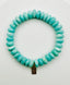 Amazonite with Gold Vermeil Diamond Tag Stretch Bracelet