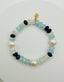 Aquamarine Moonstone, Lapis, Freshwater Pearl Bracelet