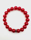 AAA 10mm Ruby Ball with Rhodium Diamond Rondelle Stretch Bracelet
