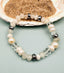 Freshwater Pearl, Rainbow Moonston, Pyrite, and Crystal Quartz Stretch Bracelet