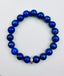 AAA 10mm Lapis Ball Stretch Bracelet With a 3-Row Diamond Rondelle
