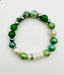 Canadian Jade, Moonstone, Mystic Green Agate and Pyrite Stretch Bracelet with a Sterling Silver Diamond Rondelle