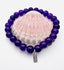 8mm Amethyst Ball Bracelet with a Sterling Silver Diamond Dog Tag