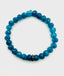 8mm Faceted Neon Blue, Apatite Stretch Bracelet with Sterling Silver Diamond Rondelle