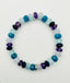 Aquamarine, Apatite, Amethyst, Lapis and Chalcedony Faceted 8mm Rondelle Stretch Bracelet with Sterling Silver Diamond Rondelle