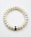 Freshwater Button Pearl Bracelet with Sterling Silver and Diamond Rondelle
