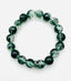 Green Phantom Quartz Ball Stretch Bracelet with Sterling Silver Diamond Rondelle