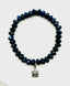 8mm Faceted Lapis Rondelle with Sterling Silver Square Diamond Charm