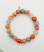 7.25" Dragon Vein Agate, Diamond Rondelle Bracelet with Sterling Silver