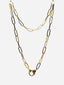 18" Two Tone Polished Sterling Silver and Gold Vermeil Paperclip Chain with Two Tone Diamond Clasp