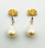 18K Gold and Sterling Silver Tree Of Life Post Earring with Small White Freshwater Baroque Pearl 1"
