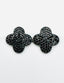 Black Spinel Sterling Silver Clover Shaped Stud, 1.25"