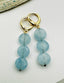 3 Aquamarine Coin Earrings with Gold Filled Huggie Lever-Back 1.75"