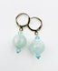 Faceted Aquamarine Ball and Blue Zircon Gold Fill Huggie Earring, 1.5"