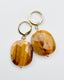 Flat Faceted Tiger's Eye Earring on Gold Fill Huggie