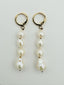 4mm Four Pearl Gold Fill Huggie Earring 2"