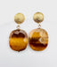 Flat Faceted Tiger's Eye Earring on Vermeil Hammered Post