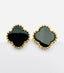 Black onyx Clover Vermeil Post Earring, .5"