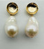 Gold Vermeil Lily Pad Post Earring Top with White Baroque Pearl Dangle Drop