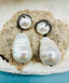 Baroque Pearl, Freshwater Pearl, Diamond Earrings with Sterling Silver Post, 1.75"