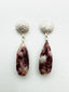 Faceted Pink Tourmaline Teardrop Earring with Textured Sterling Silver Post 1.75"