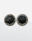 Black Diamond Sterling Silver Stud Earring with White Diamond Halo
