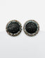 Black Diamond Sterling Silver Stud Earring with White Diamond Halo, 1.25"