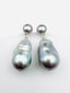 Grey Freshwater Baroque Pearl Earrings on Grey Freshwater Pearl Sterling Silver Post, 1.5""