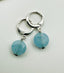 Aquamarine Coin Shaped Earrings with Sterling Silver Lever-Back 1"