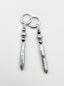 Grey Freshwater Stick Pearl Earring with Sterling Silver Faceted Bead on Sterling Silver Huggie,2"