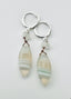 Faceted Marquise Shaped Opal and Moonstone Sterling Silver Huggie Earring, 2.25"
