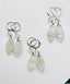 Faceted Marquise Shaped Opal and Moonstone Sterling Silver Huggie Earring, 2.25"