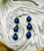 3 Navy Blue 7-8mm Freshwater Pearl Baroque and Pyrite Earring with a Sterling Silver Huggie Leverback  1.75"