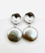 Freshwater Grey Coin Pearl Earring on Sterling Silver Convex Post, 1.25"