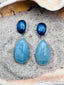 Aquamarine and Kyanite Sterling Silver Post Earring, 2"