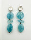 Aquamarine Combination and Raw Diamond Sterling Silver Post Earring