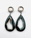 Black Teardrop Druzy Earrings on Raw Diamond Sterling Silver Post, 1.75"