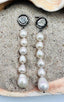 6 White Freshwater Baroque Pearl Earring on a Sterling Silver Raw Diamond Post, 2.75"