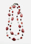 36" Thiulite Red Garnet Strawberry Quartz and Grey Baroque Long Necklace with Sterling Silver