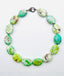 18"-18.5" Large Smooth Oval Lemon Chrysoprase Necklace with Sterling Silver and Vermeil Diamond Clasp