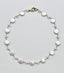 18" White Freshwater Coin Pearl Combo Necklace with Two Tone Diamond Clasp