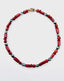 18" Red Jasper, Carnelian and Mystic Grey Moonstone Necklace with Vermeil and Sterling Silver Diamond Clasp
